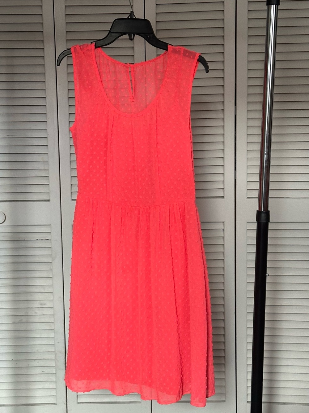 J. Crew Coral Sleeveless Textured Chiffon Mini Dress